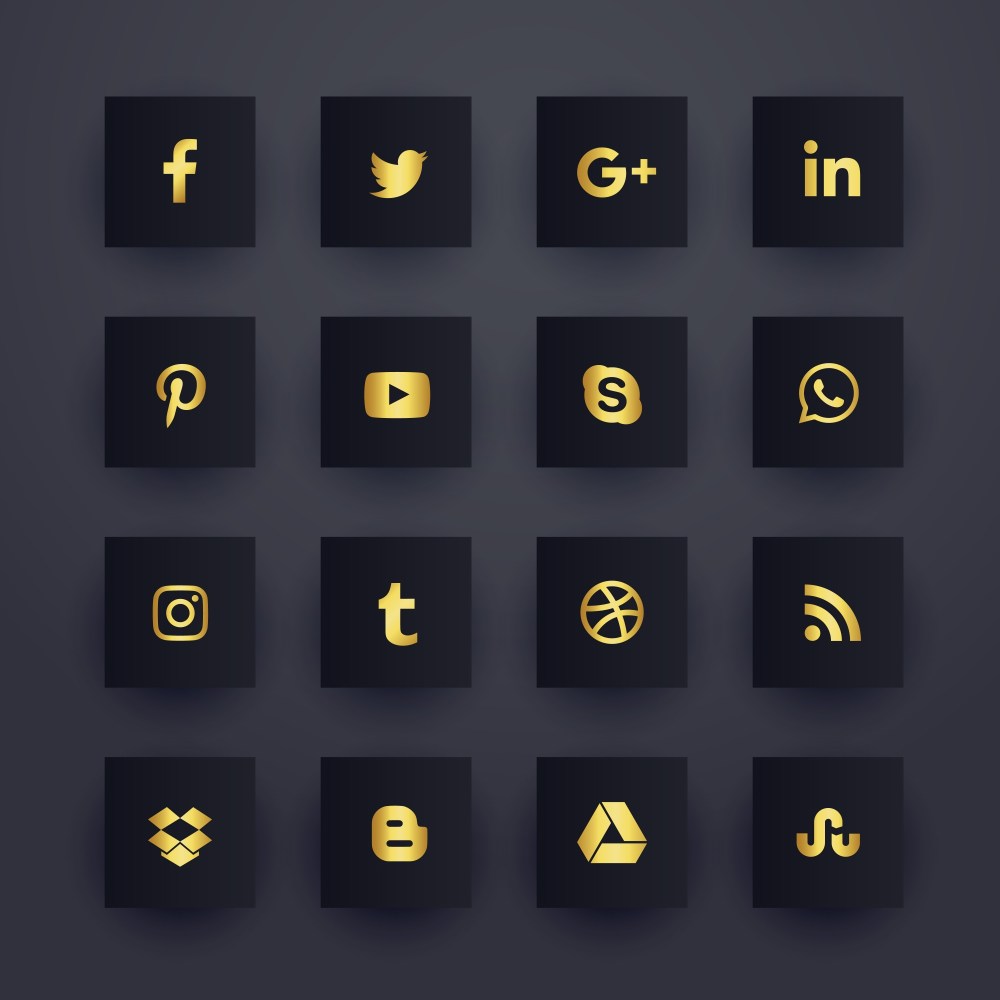 Premium dark social media icons