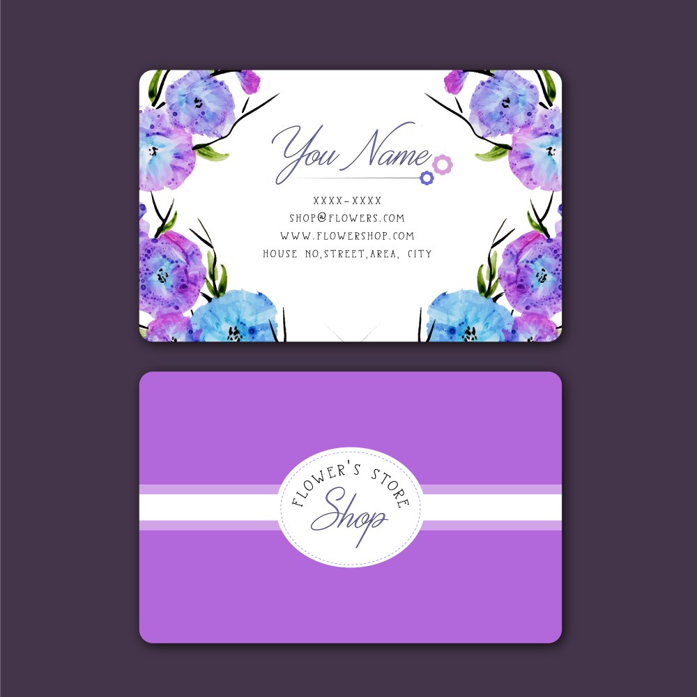 Purple flower's store business card