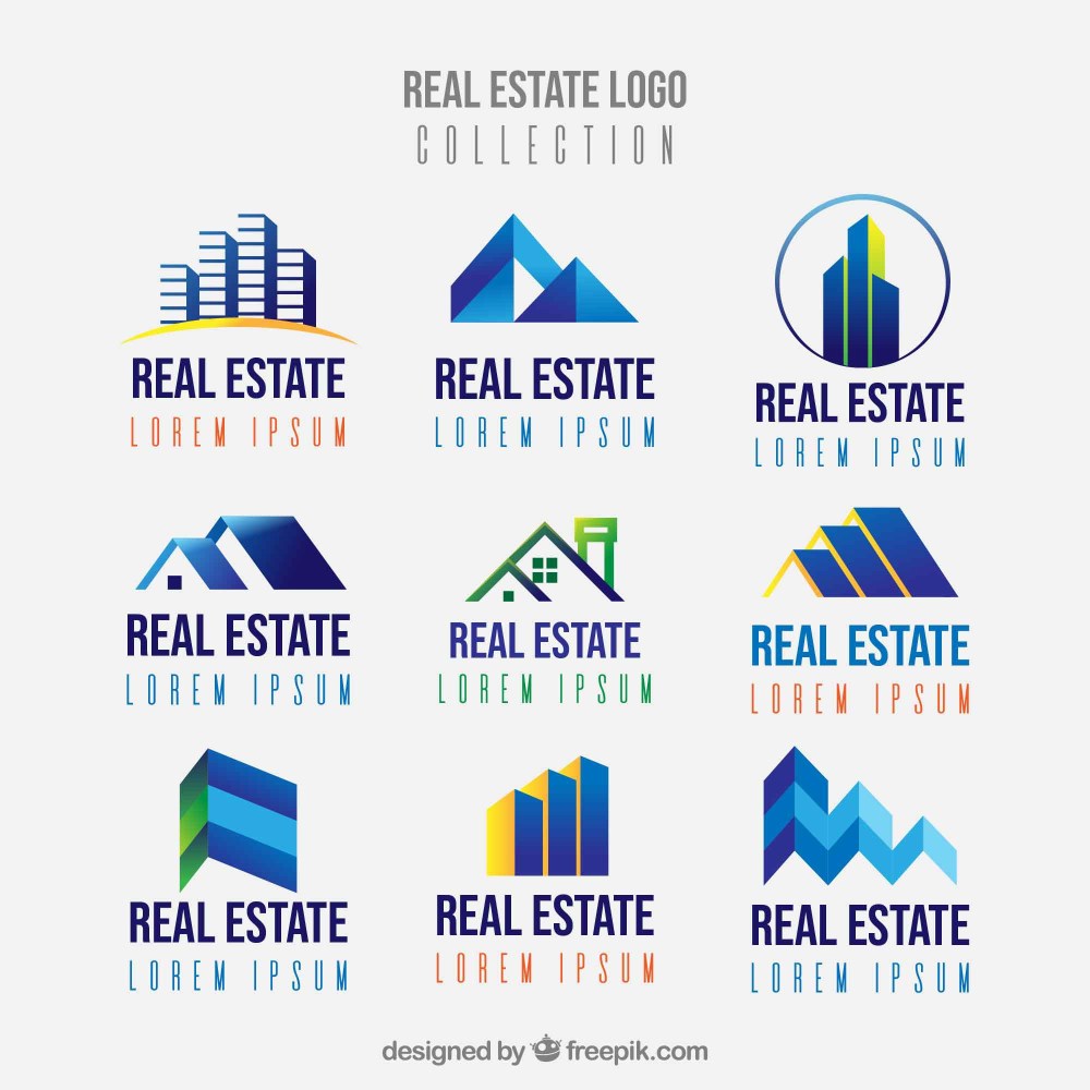 Real estate logos collection in flat style