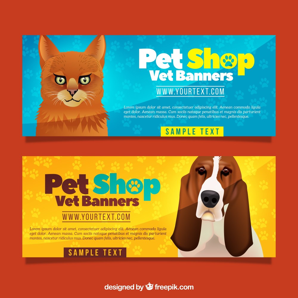 Realistic banners with pets