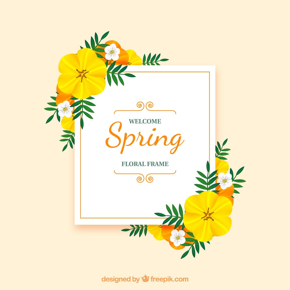 Realistic floral frame welcome spring