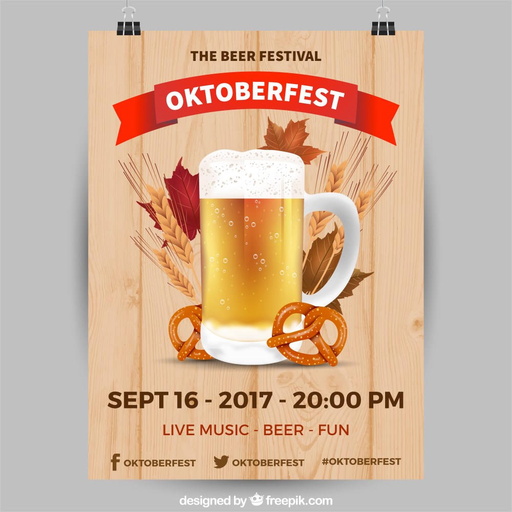 Realistic oktoberfest party poster