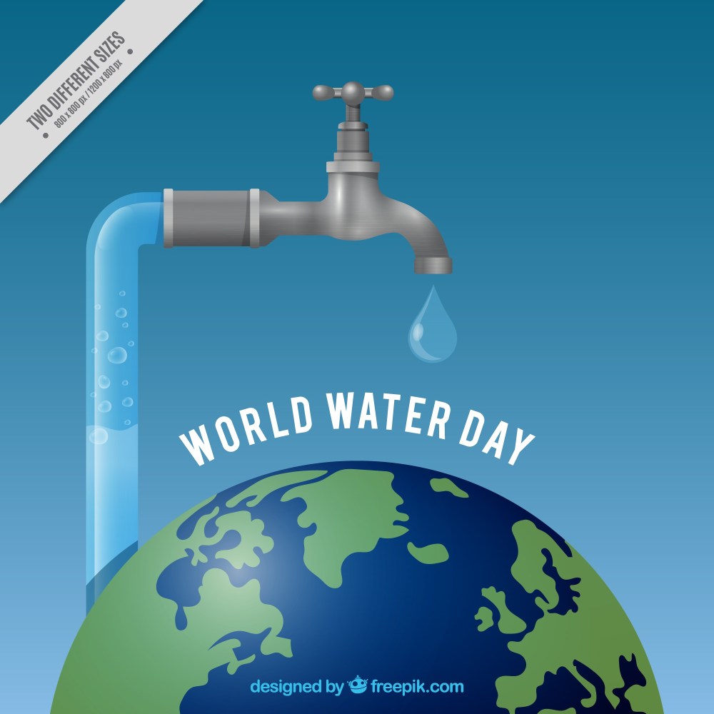 Realistic water world day tap background
