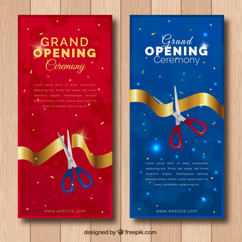 Red and blue inauguration banners