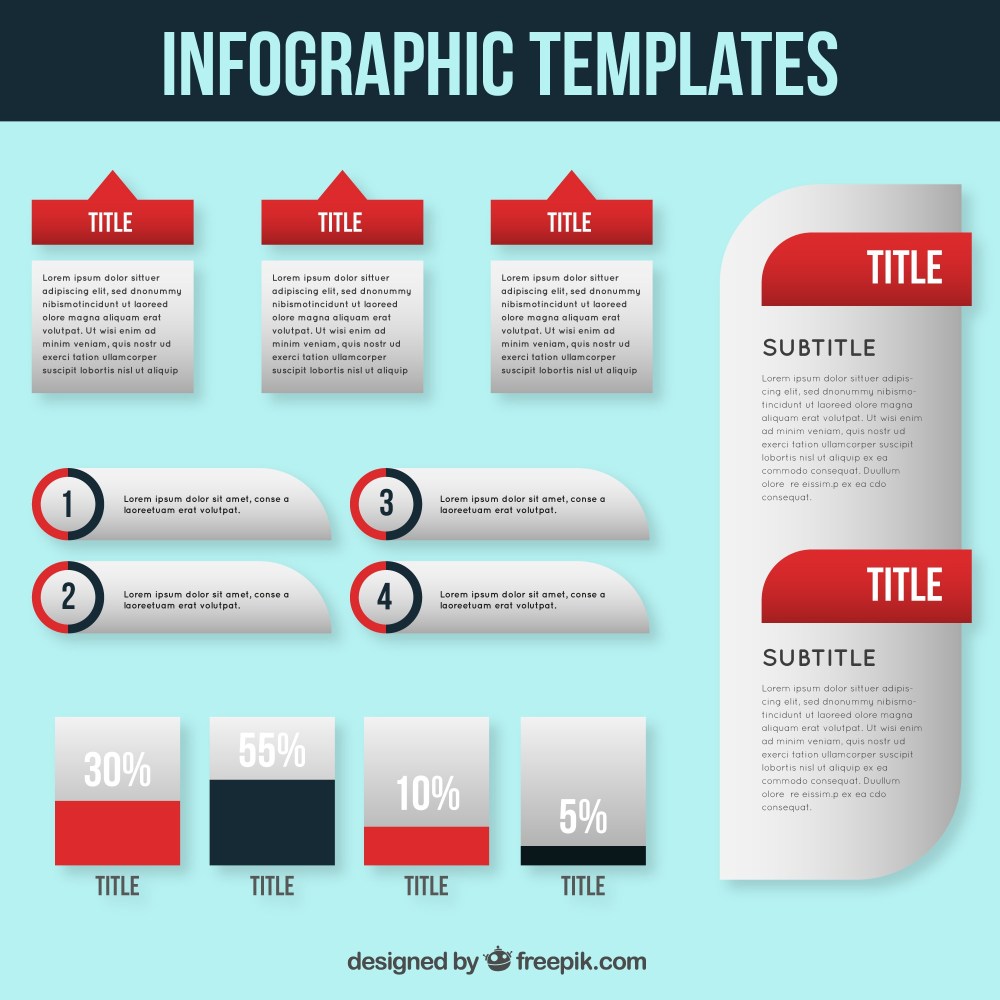Red and white infographics template