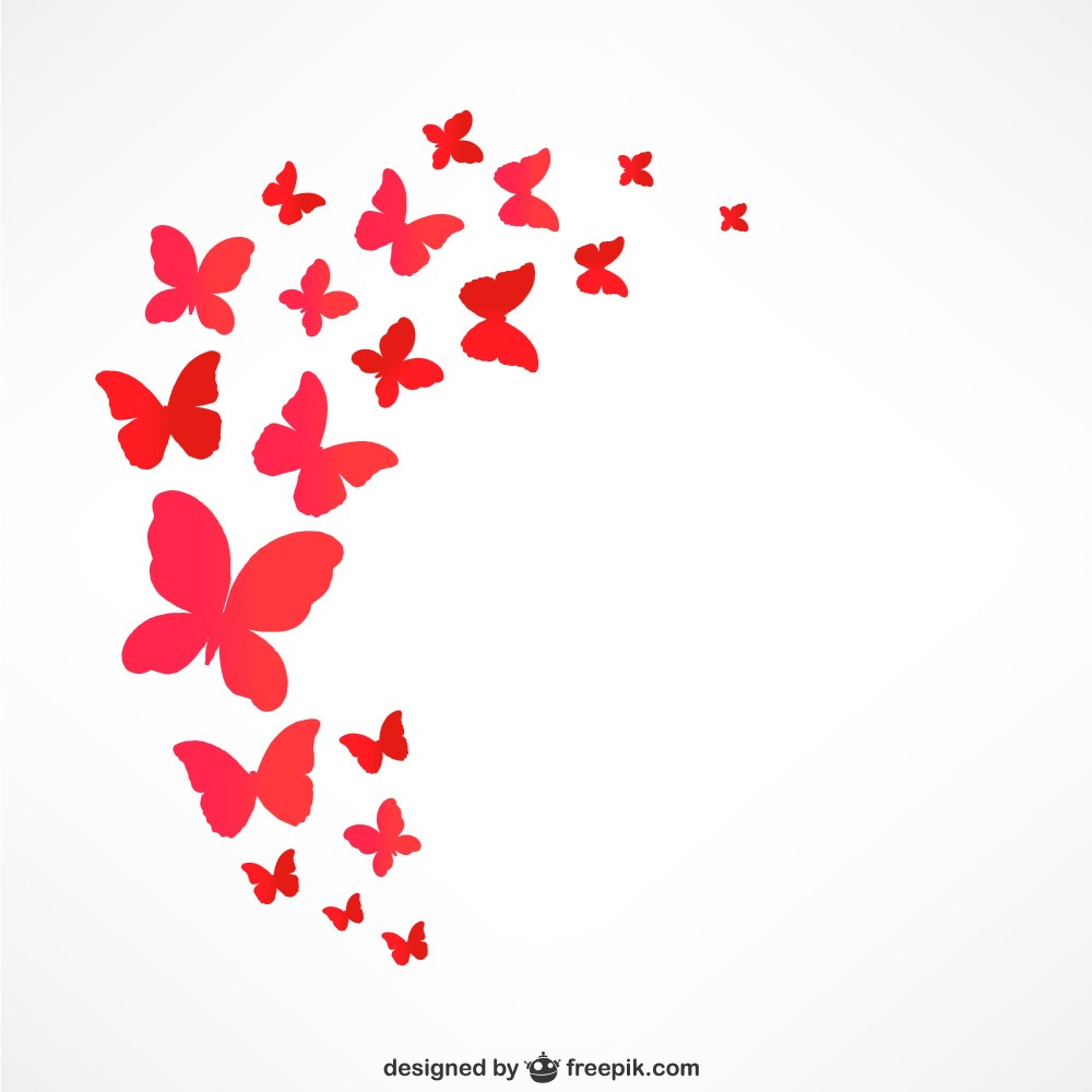 Red butterflies flying