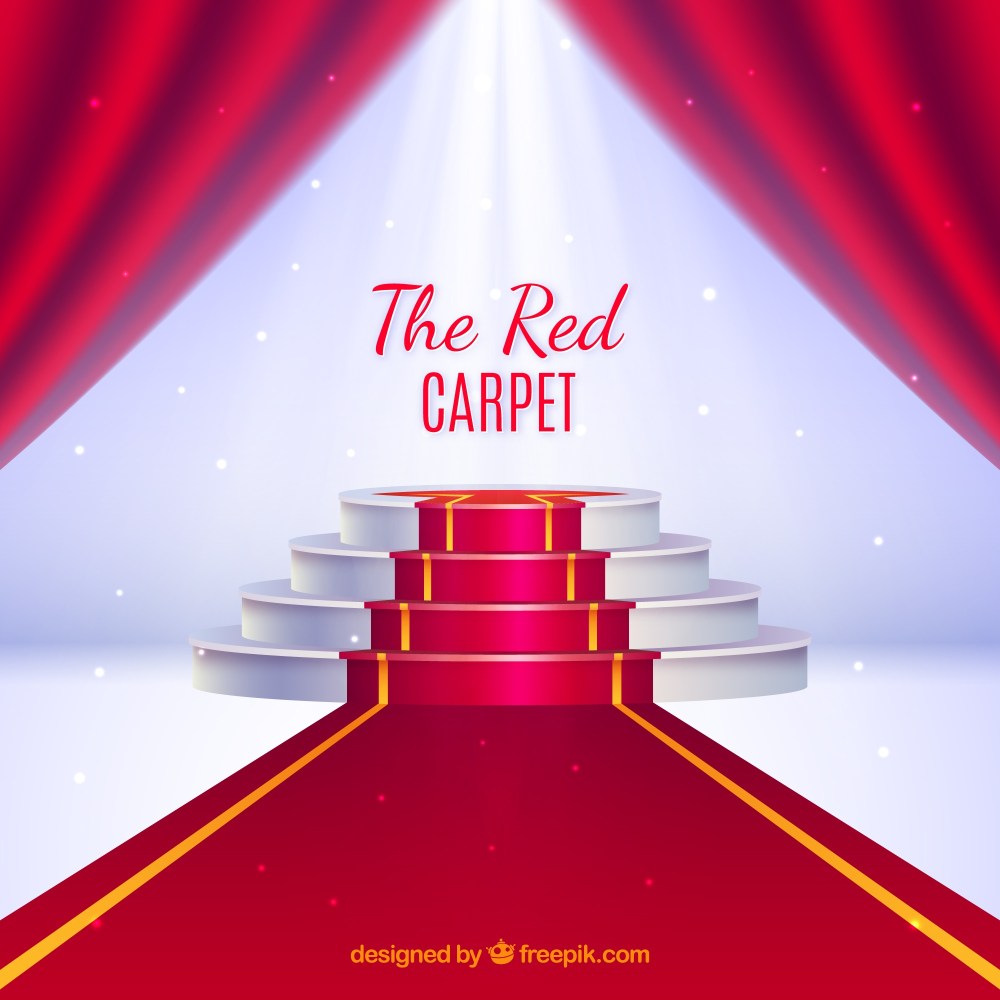 Red carpet background in realistic style