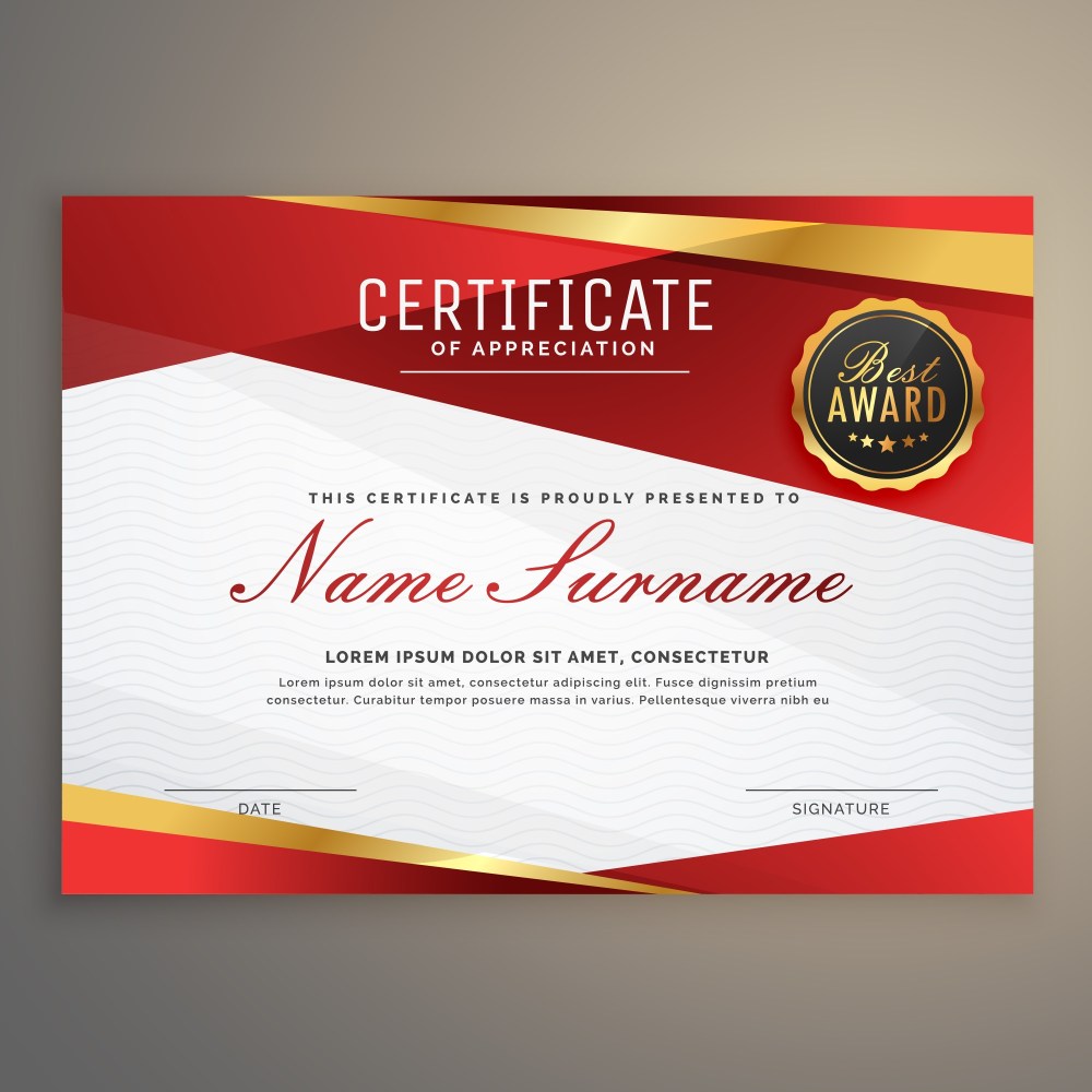 Red elegant certificate