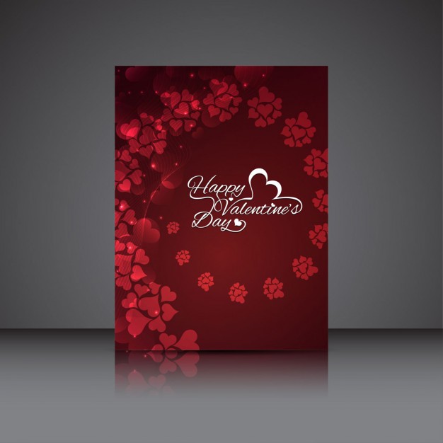 Red valentines card with hearts swirl