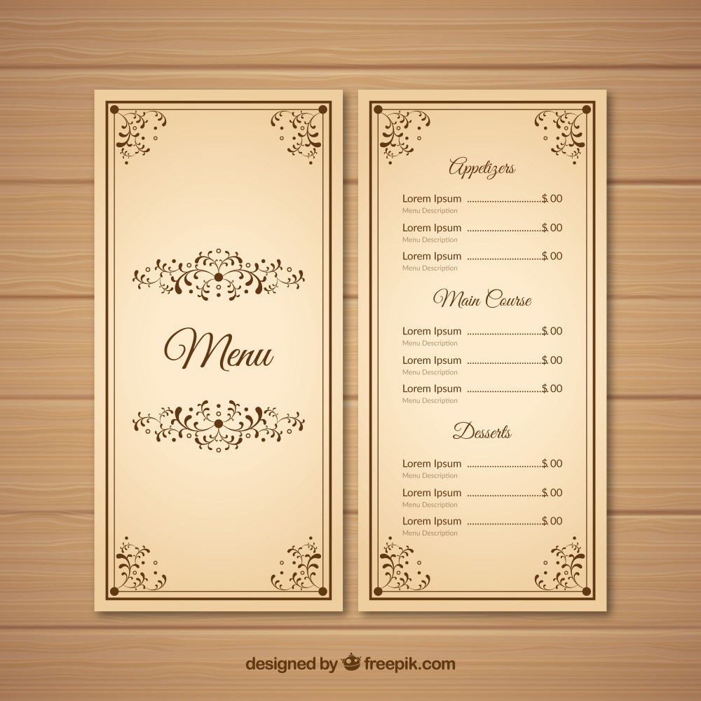 Restaurant menu template in vintage style