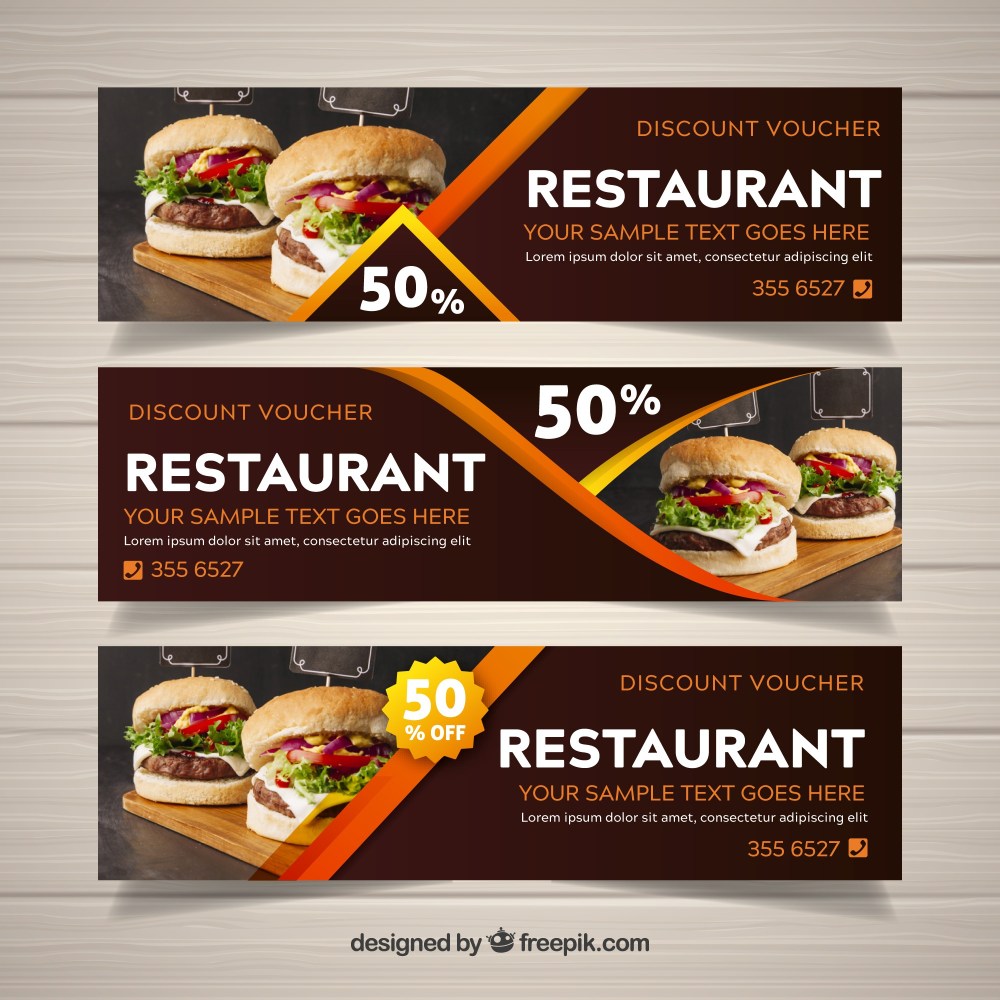 Restaurant web banner collection with photo
