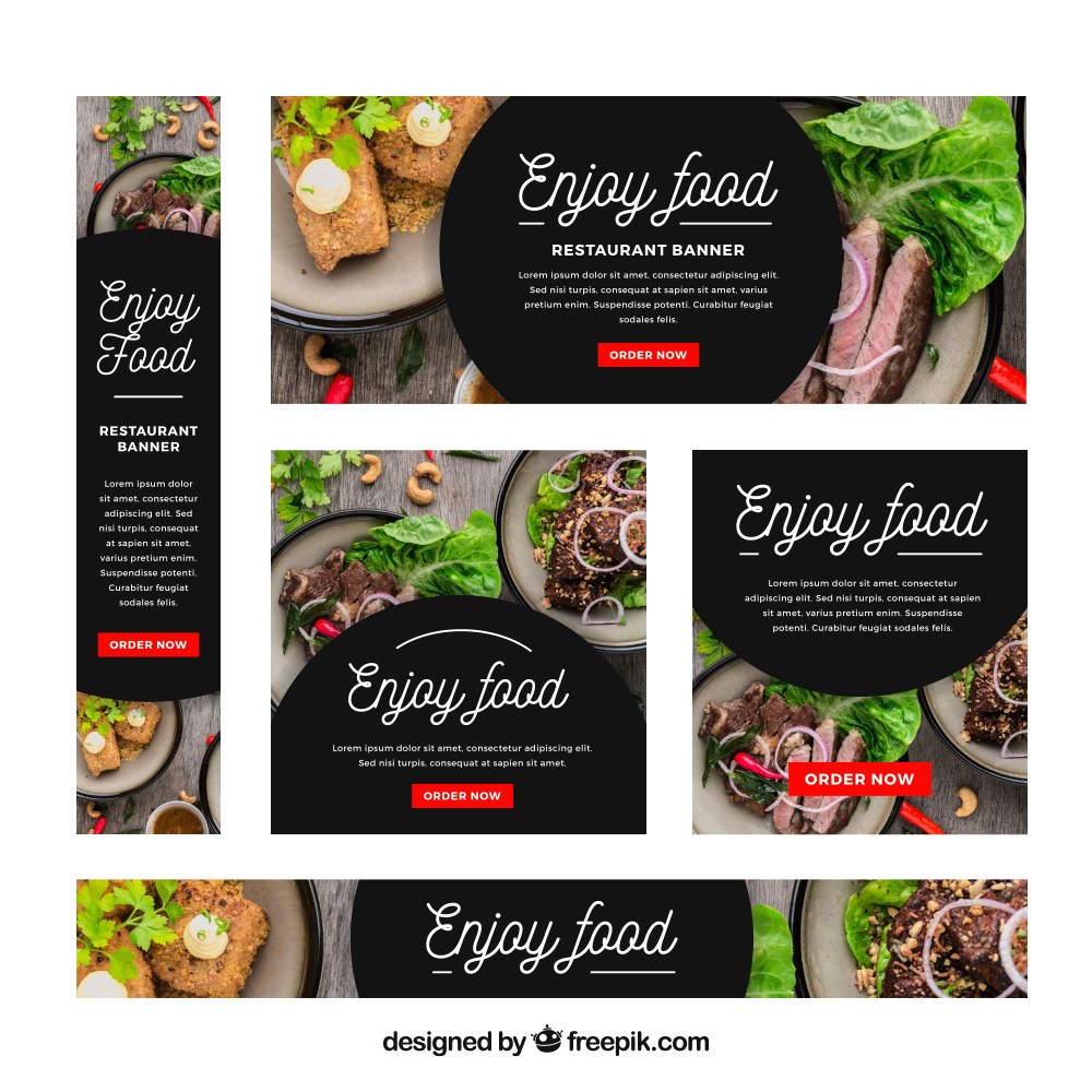 Restaurant web banner collection with photo