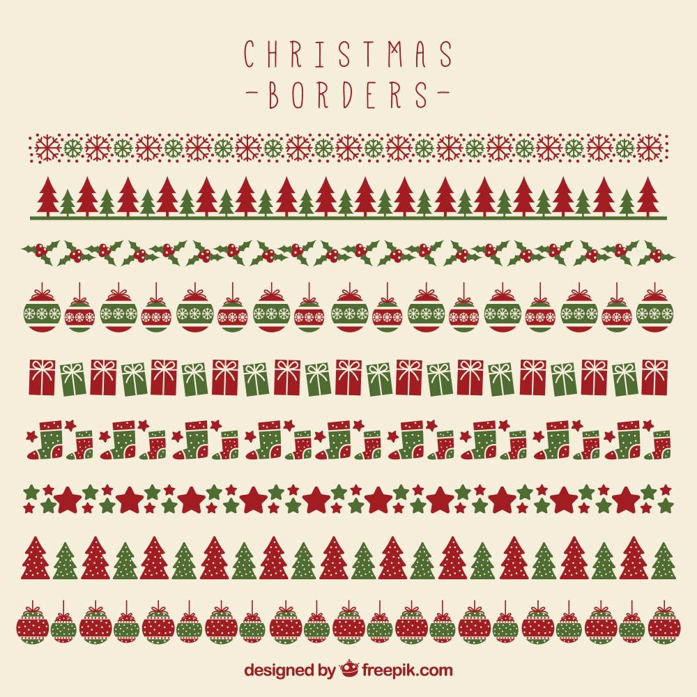Retro christmas borders set