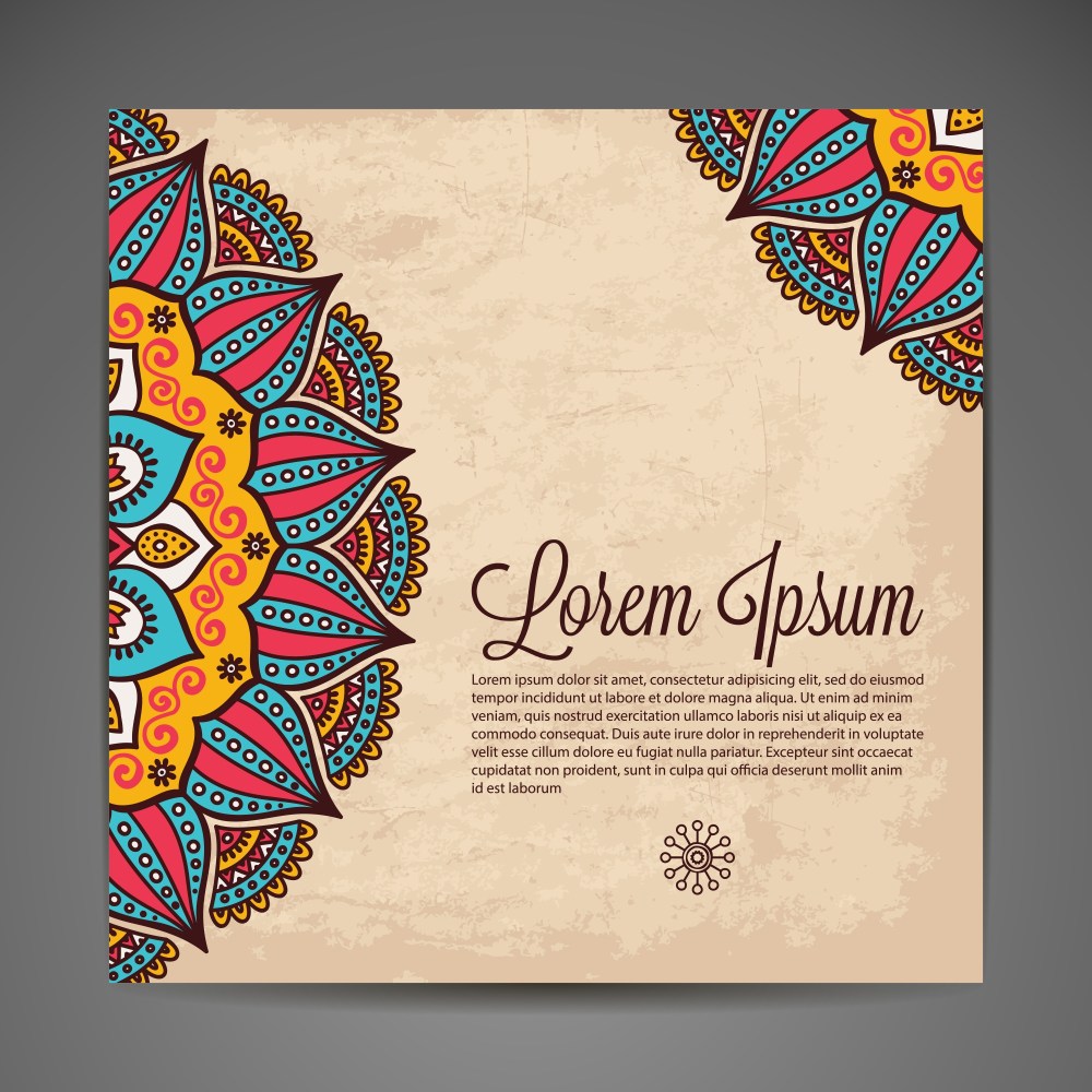 Retro mandala style text template
