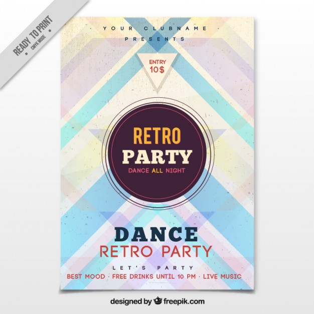 Retro party brochure with colored stripes