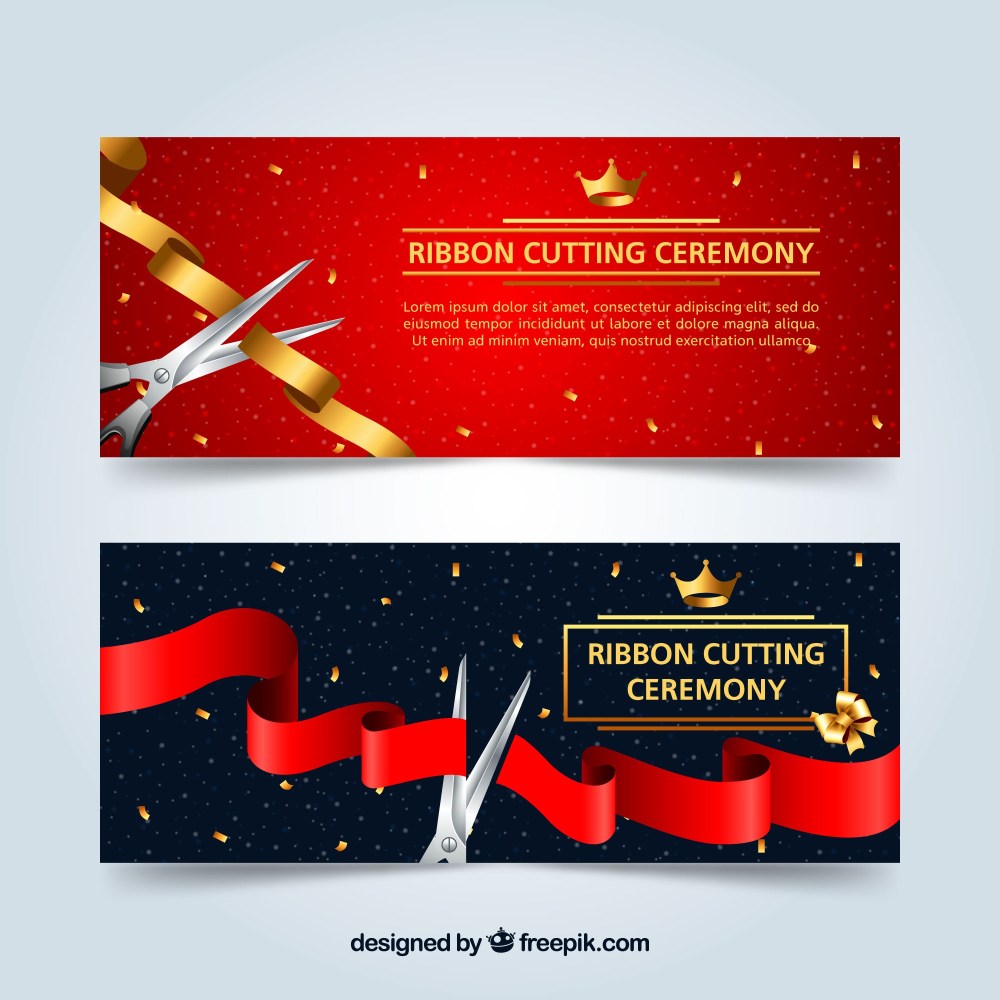 Ribbon cutting ceremony banners
