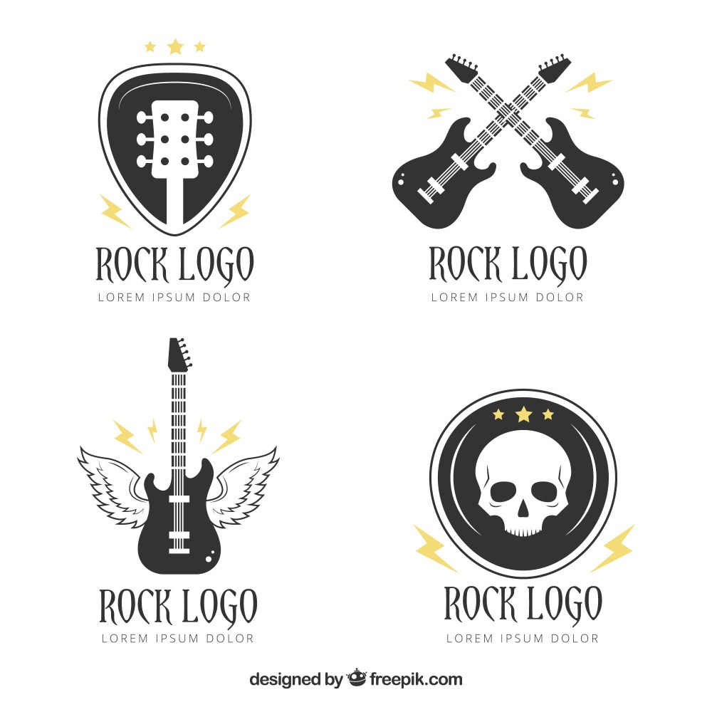 Rock logo collection with flat design