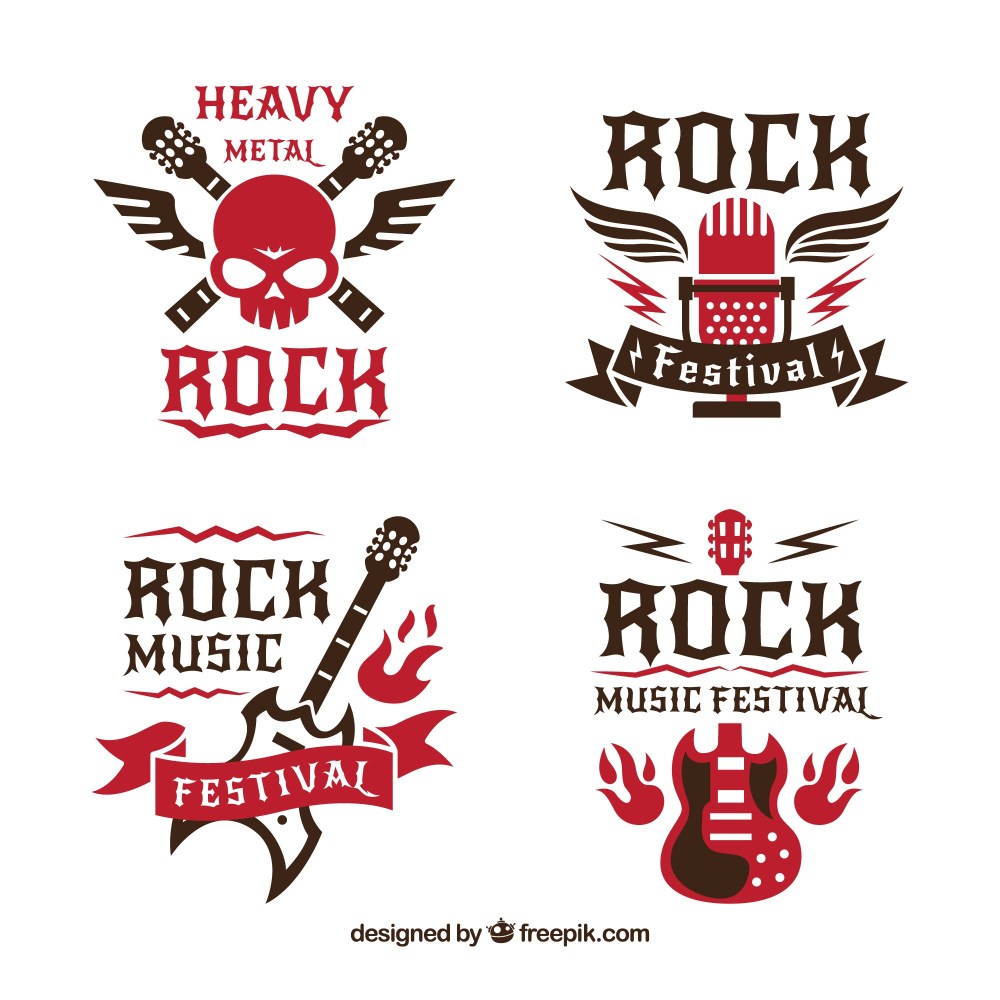 Rock logo collection with flat design