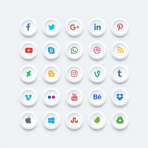 Rounded social media icons set