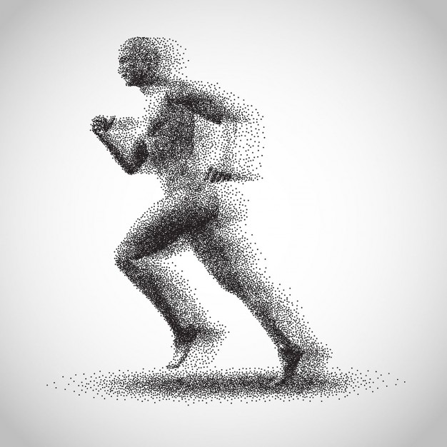 Running man Dotted Silhouette