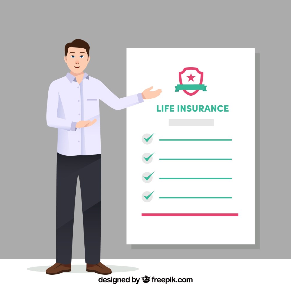 Salesman with life insurance contract