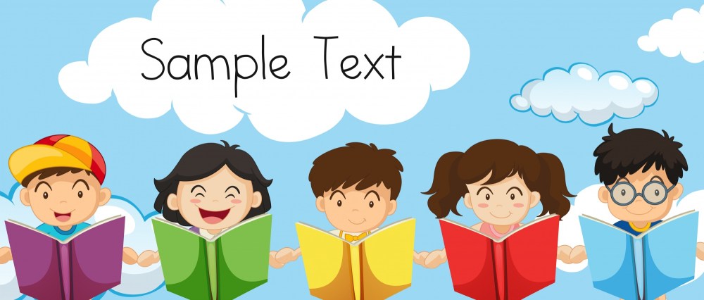Sample text template with kids reading books