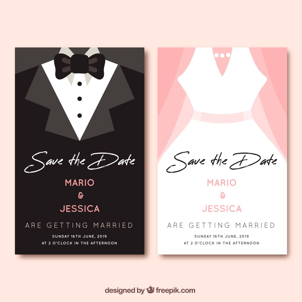 Save the date card in flat style