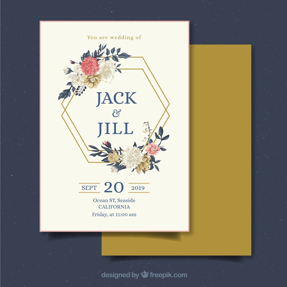 Save the date card with floral ornaments