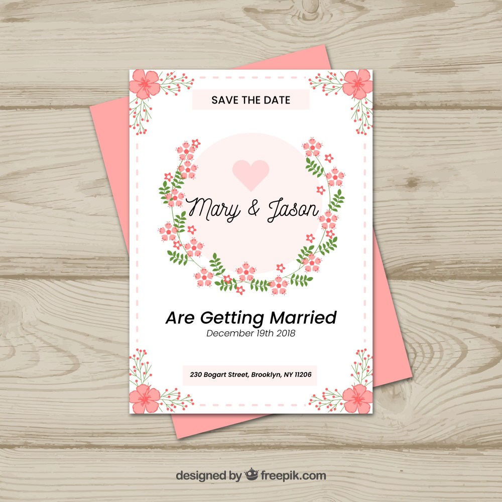 Save the date card with floral style