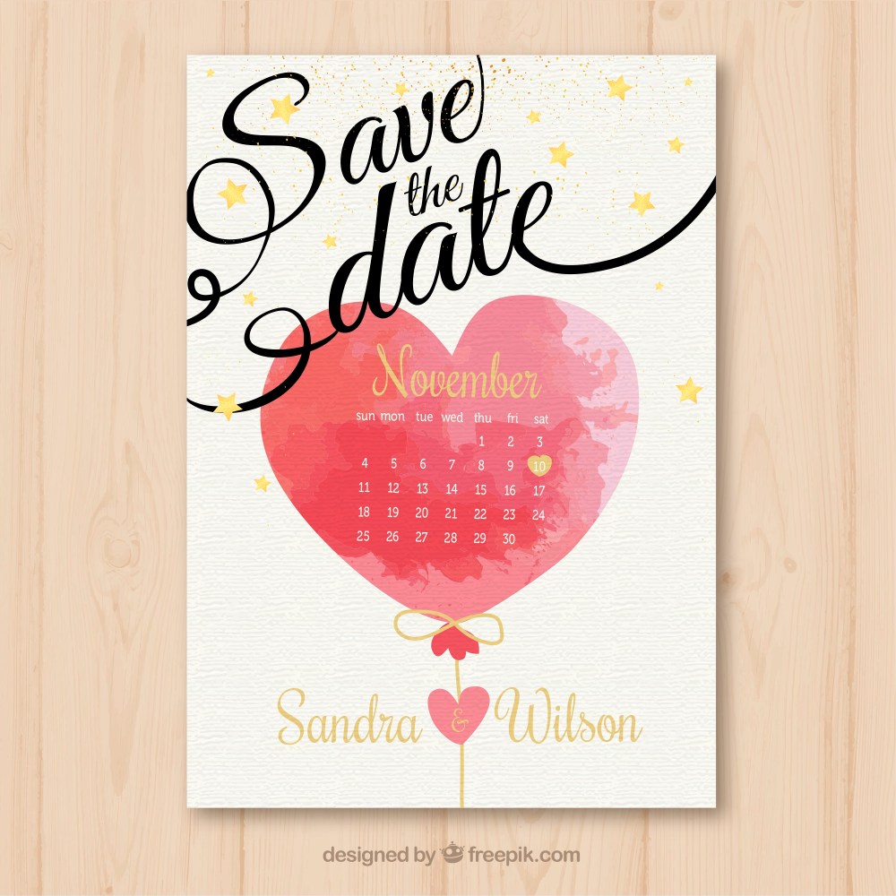 Save the date card with heart 