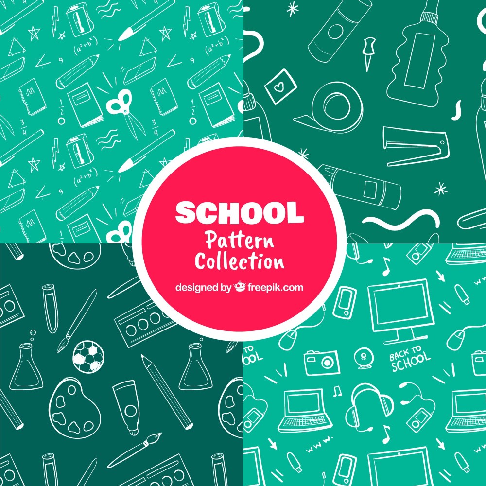 School patterns collection with elements