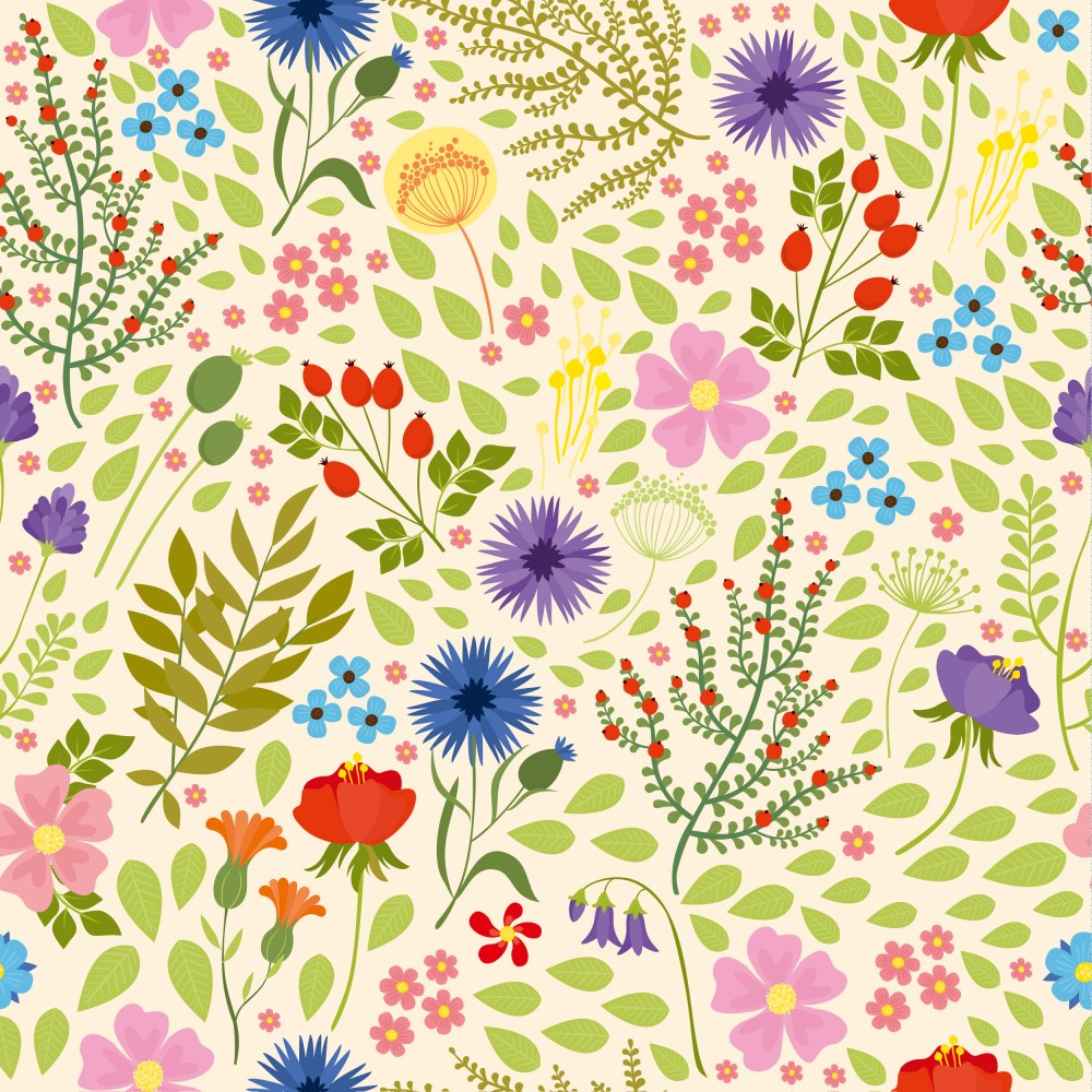 seamless pattern with wildflowers