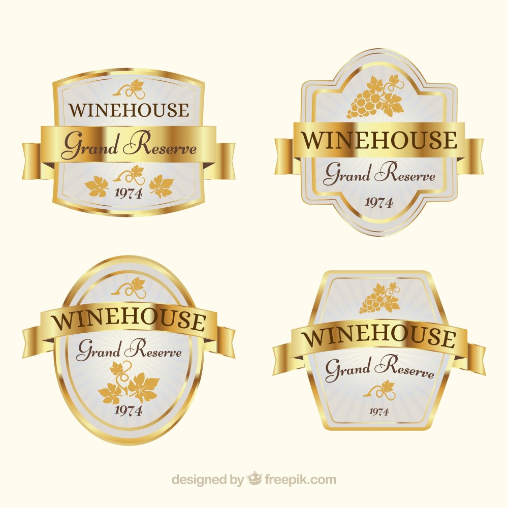 Selection of four stylish wine labels