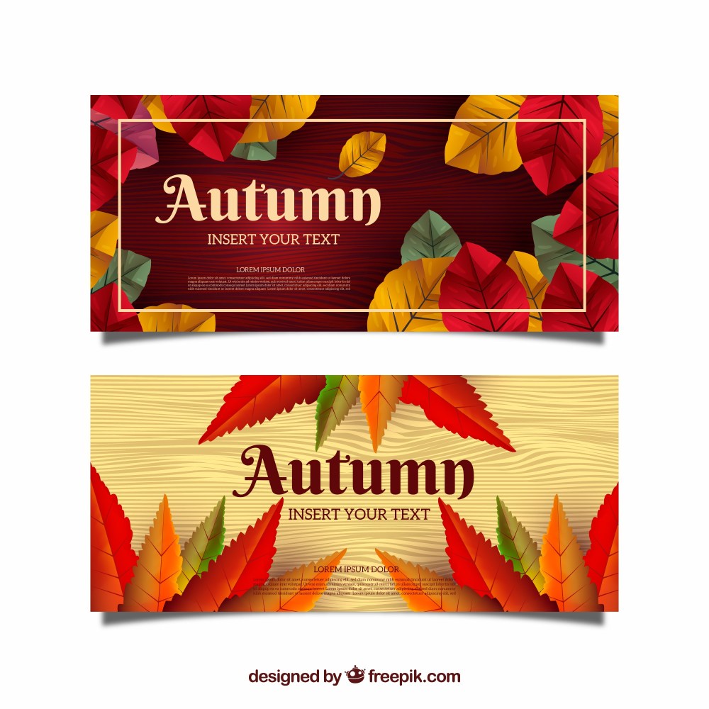 Set of autumn banners in realistic style