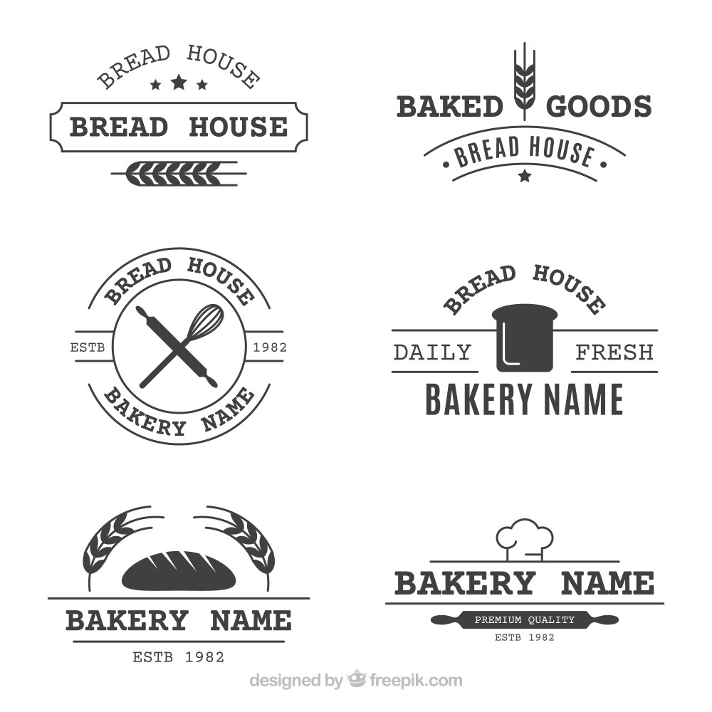 Set of bakery logos in vintage style