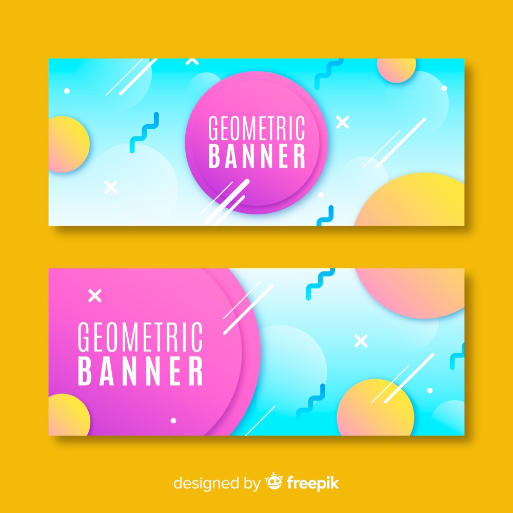 Set of banners with geometric shapes