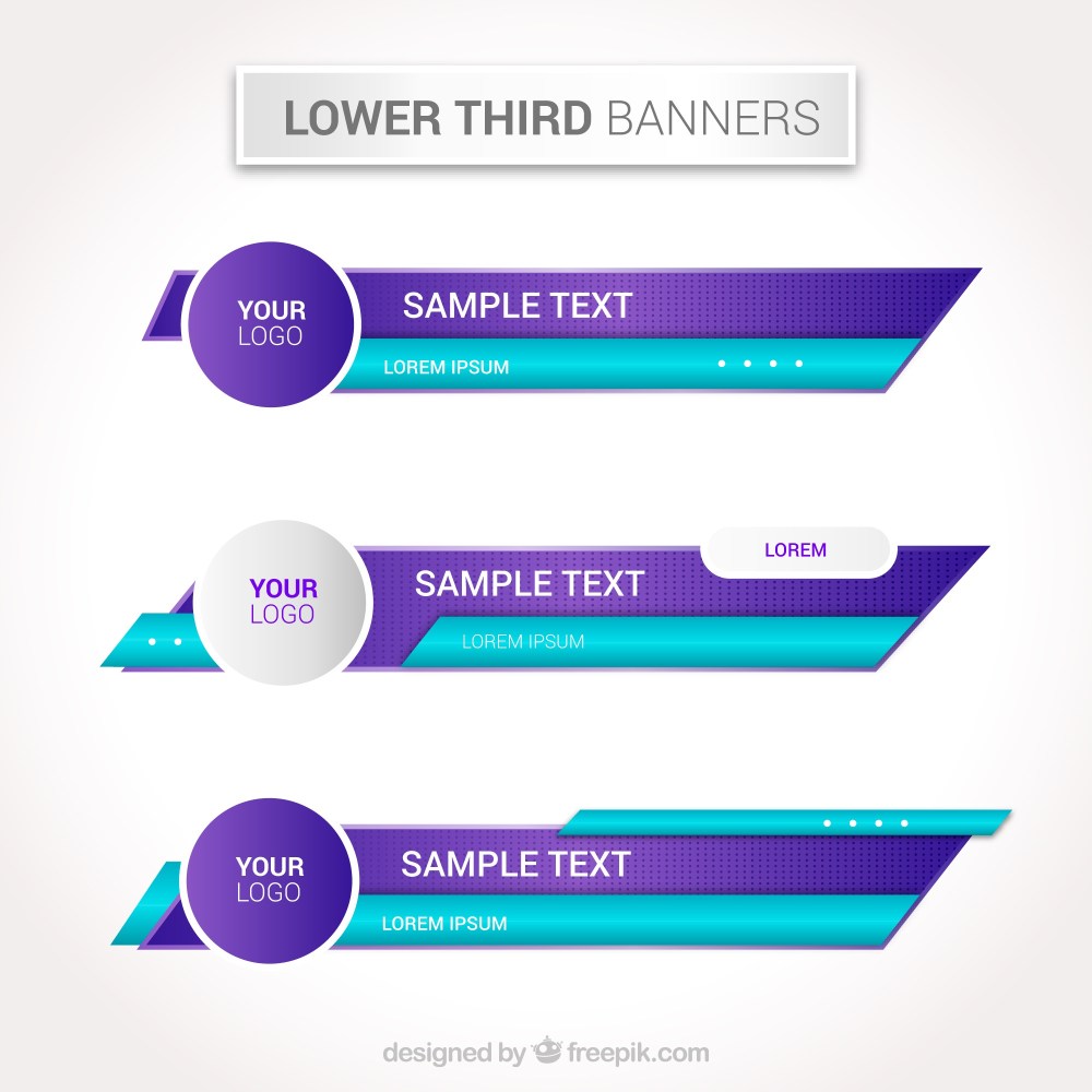 Set of blue and purple lower thirds