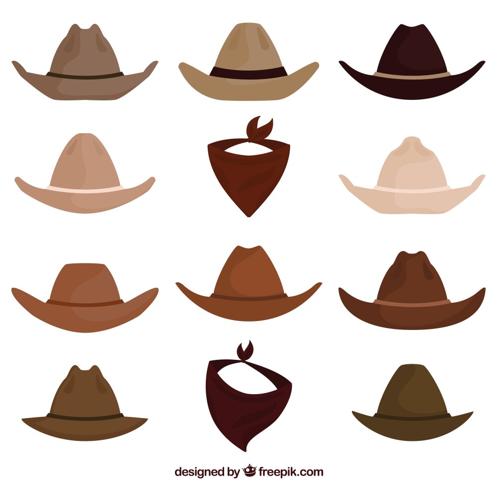 Set of cowboy hats and scarf