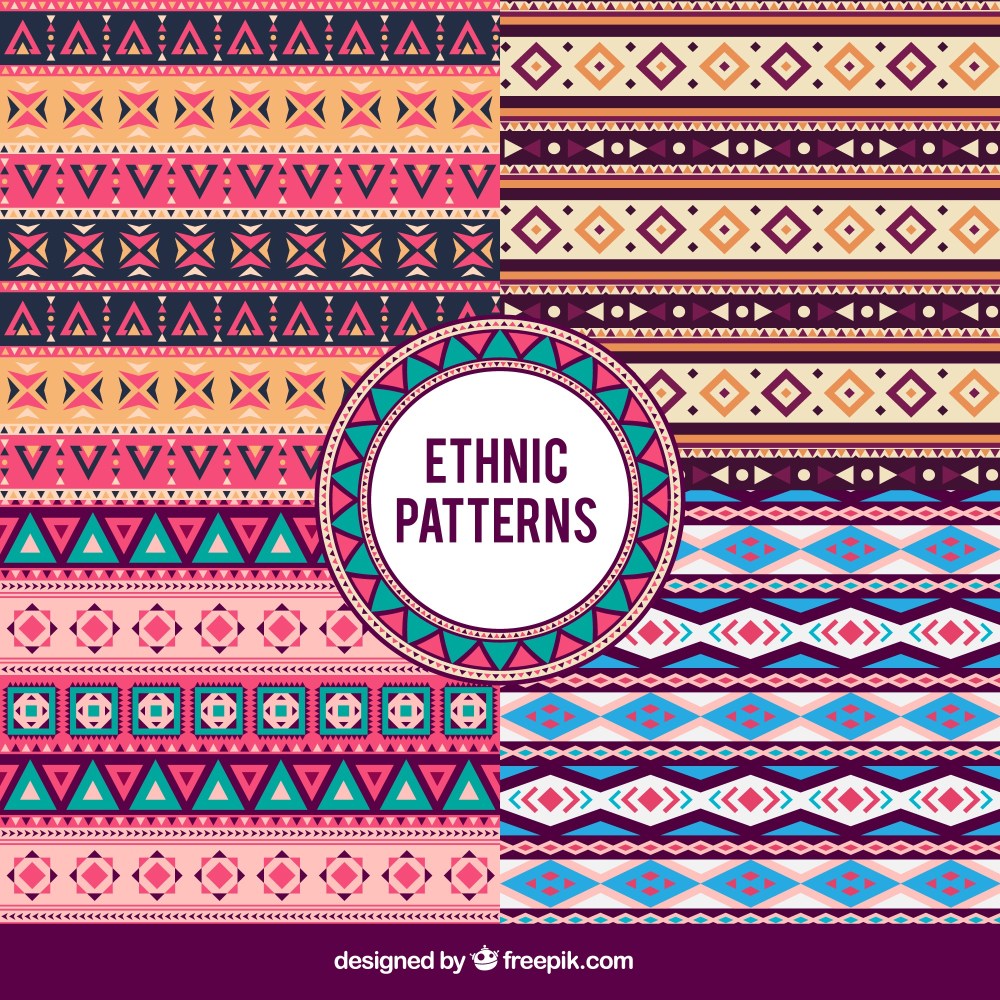Set of decorative patterns in ethnic style