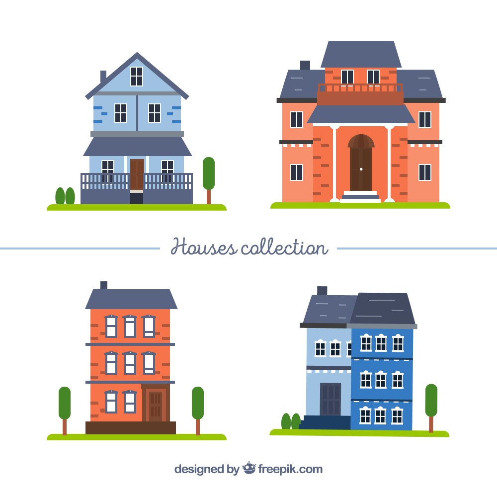Set of different houses
