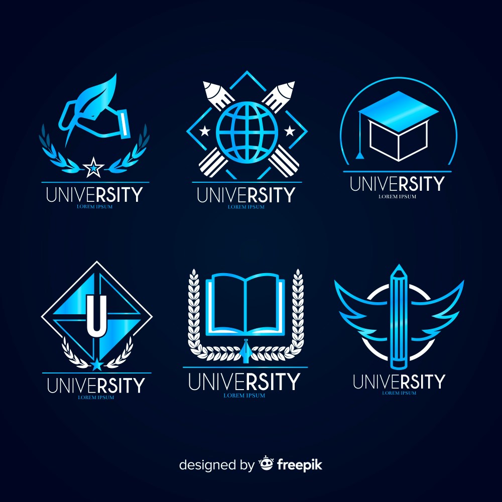 Set of flat university logos