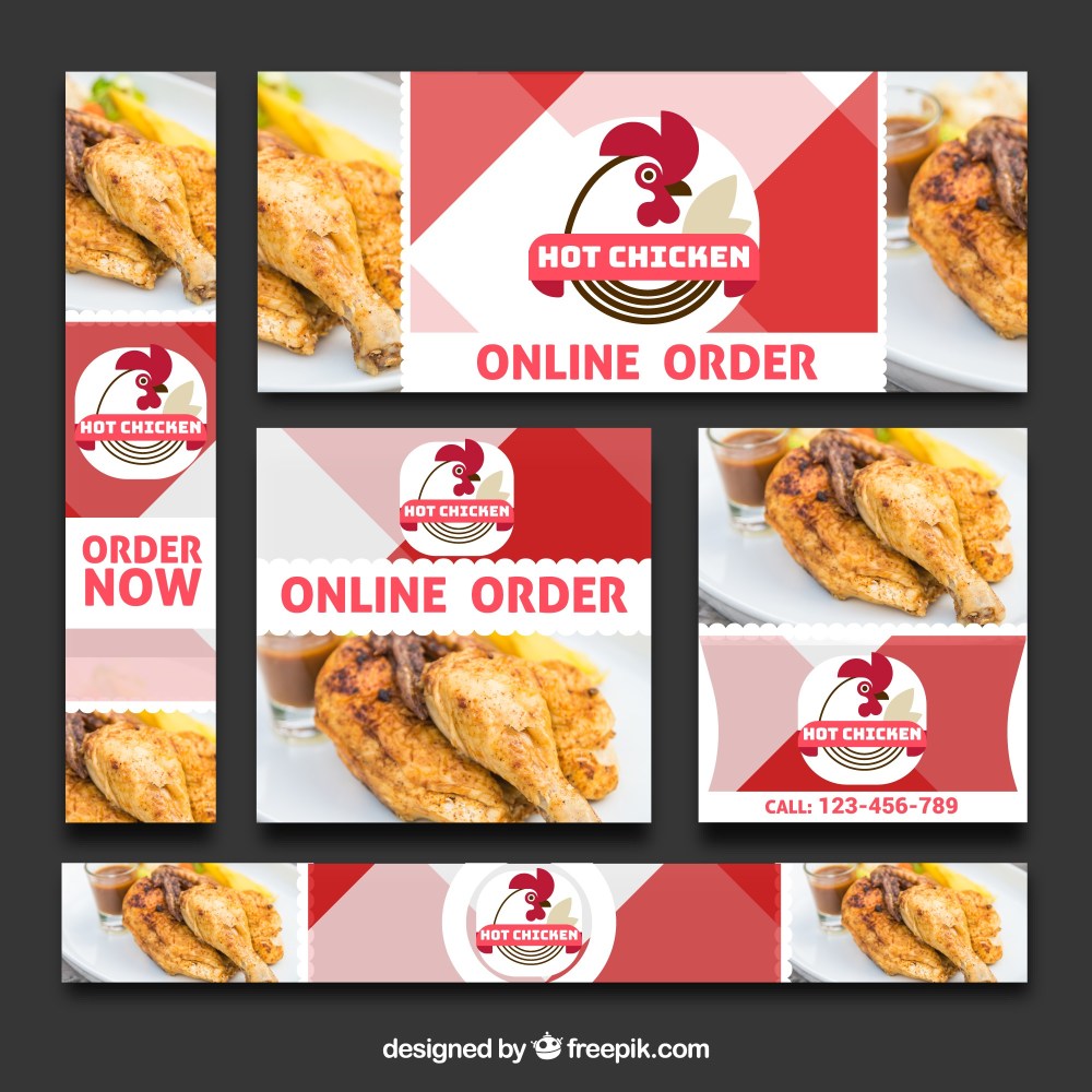 Set of food online order banners