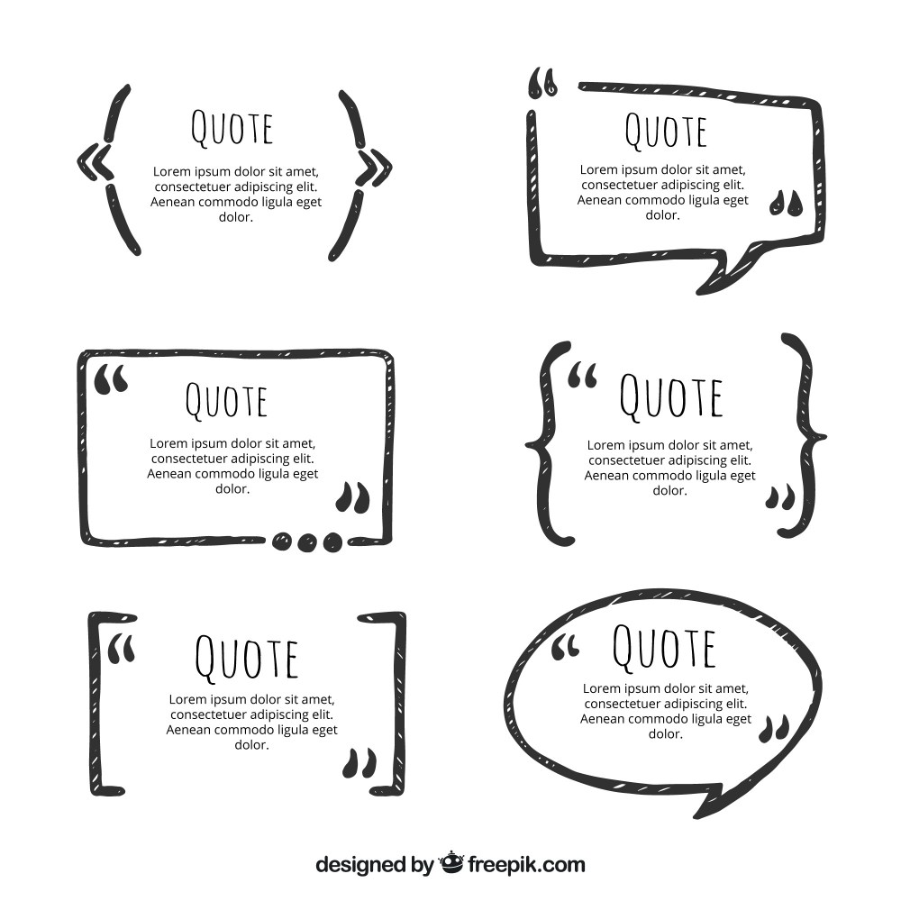 Set of hand drawn quotations frames