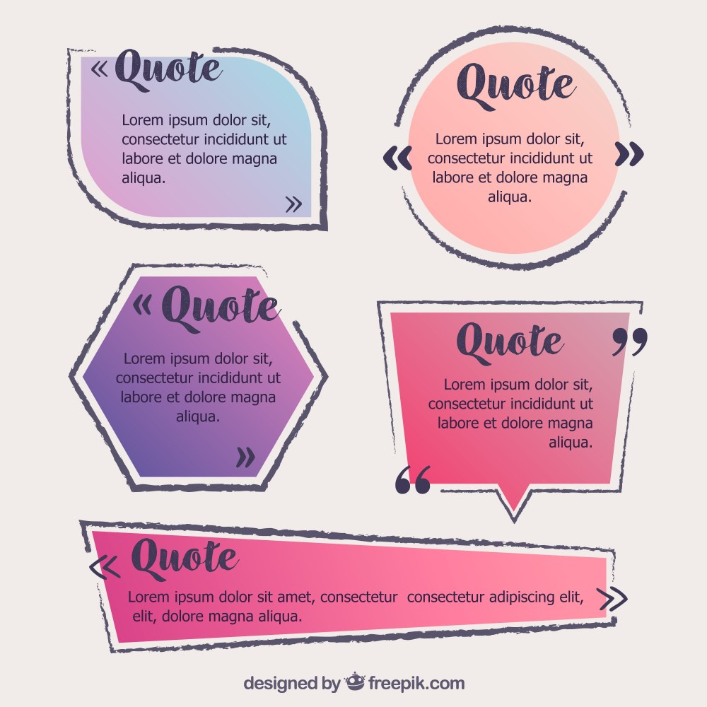 Set of hand drawn quote frames