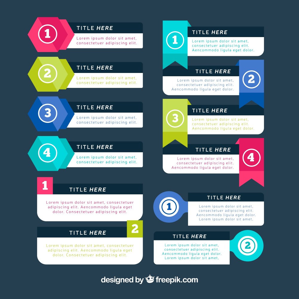 Set of infographic steps with colors