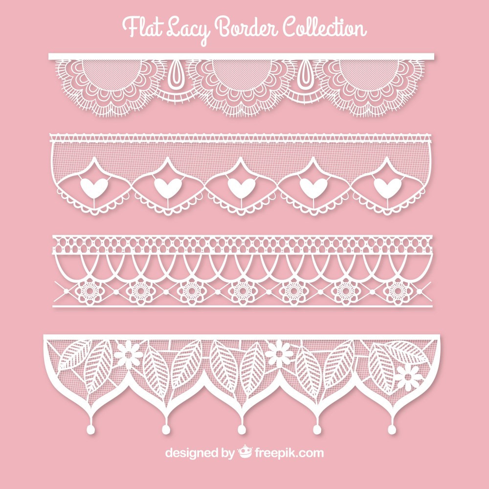 Set of lace borders in flat design