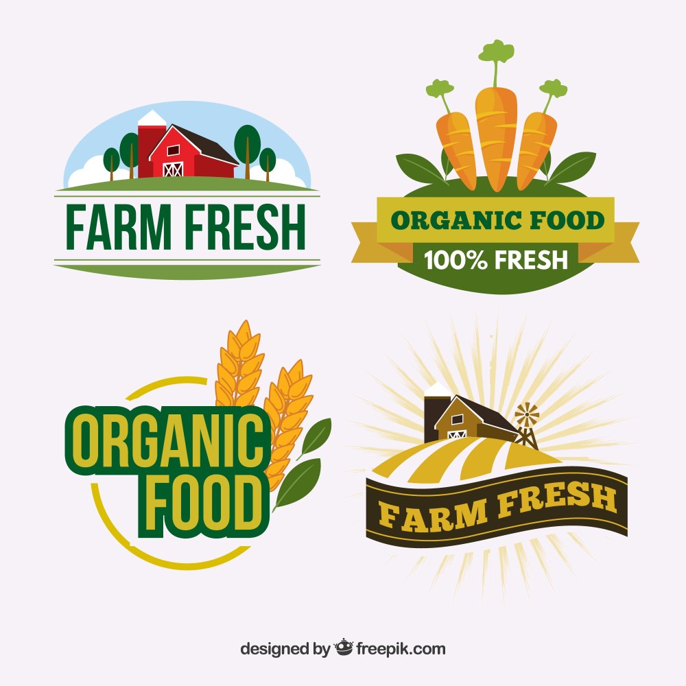 Set of logos for organic food companies