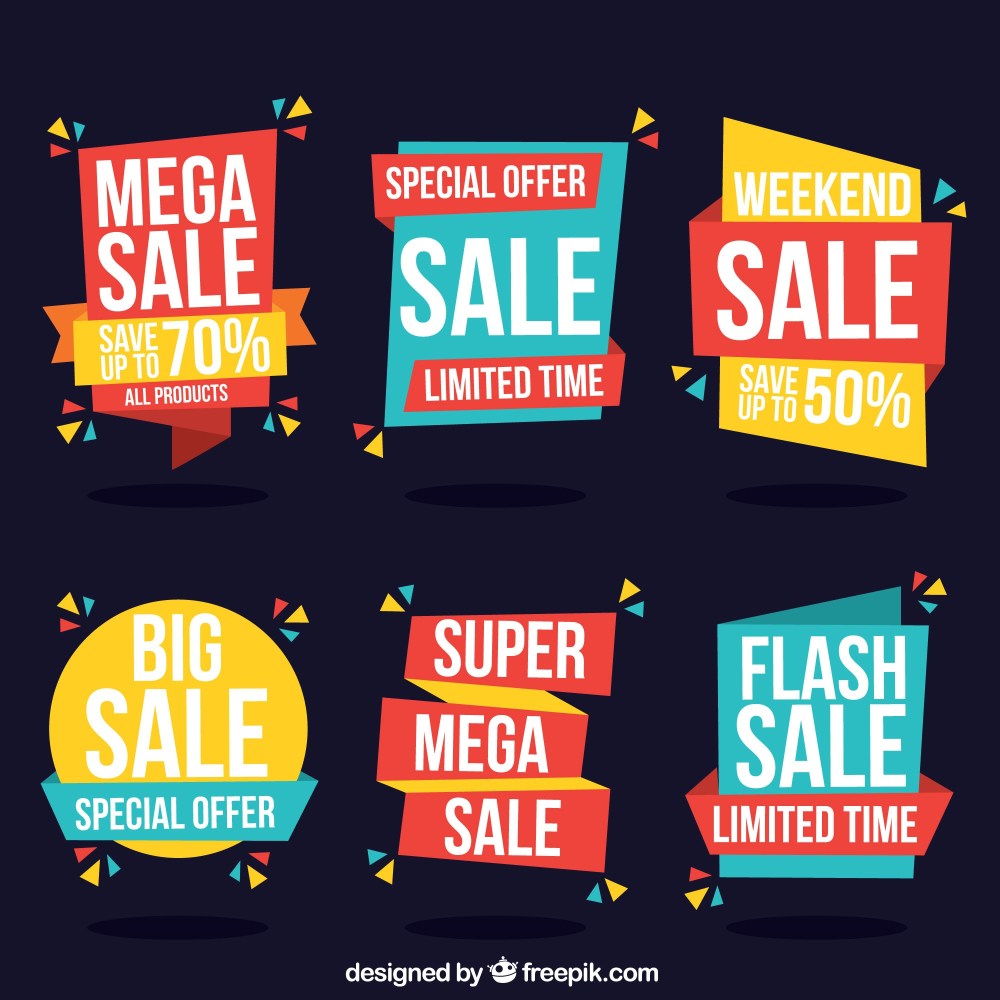 Set of modern discount stickers