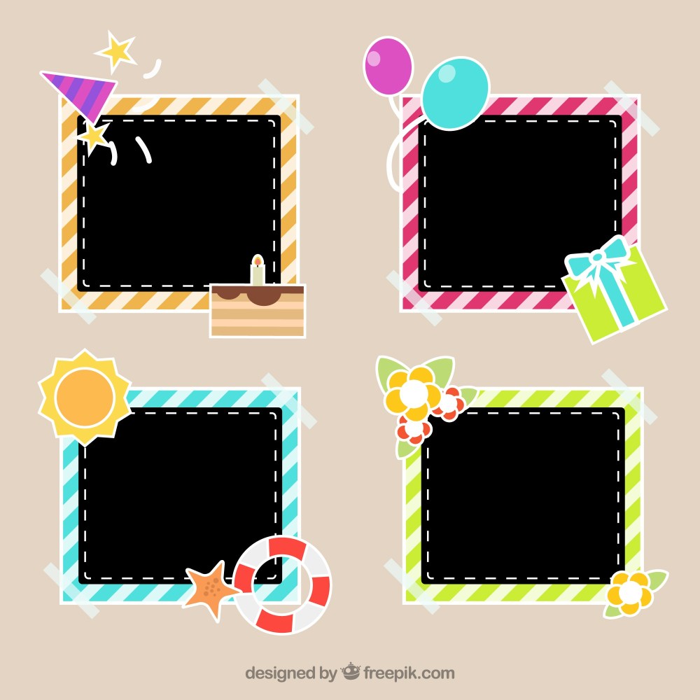 Set of photo frames with decoration