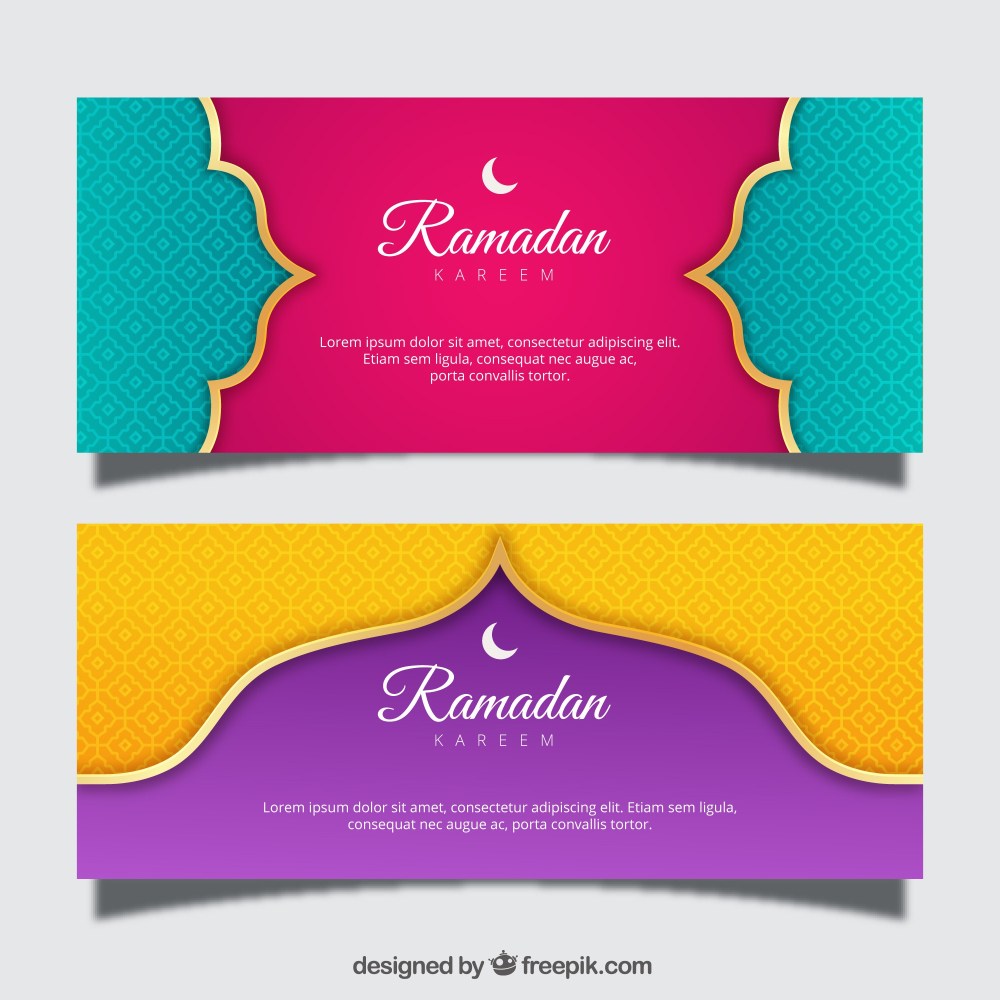 Set of ramadan banners with ornaments